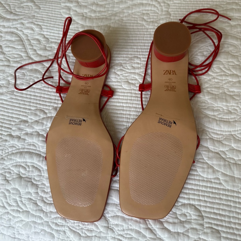 Zara Strappy Red Sandals - Picture 2 of 5